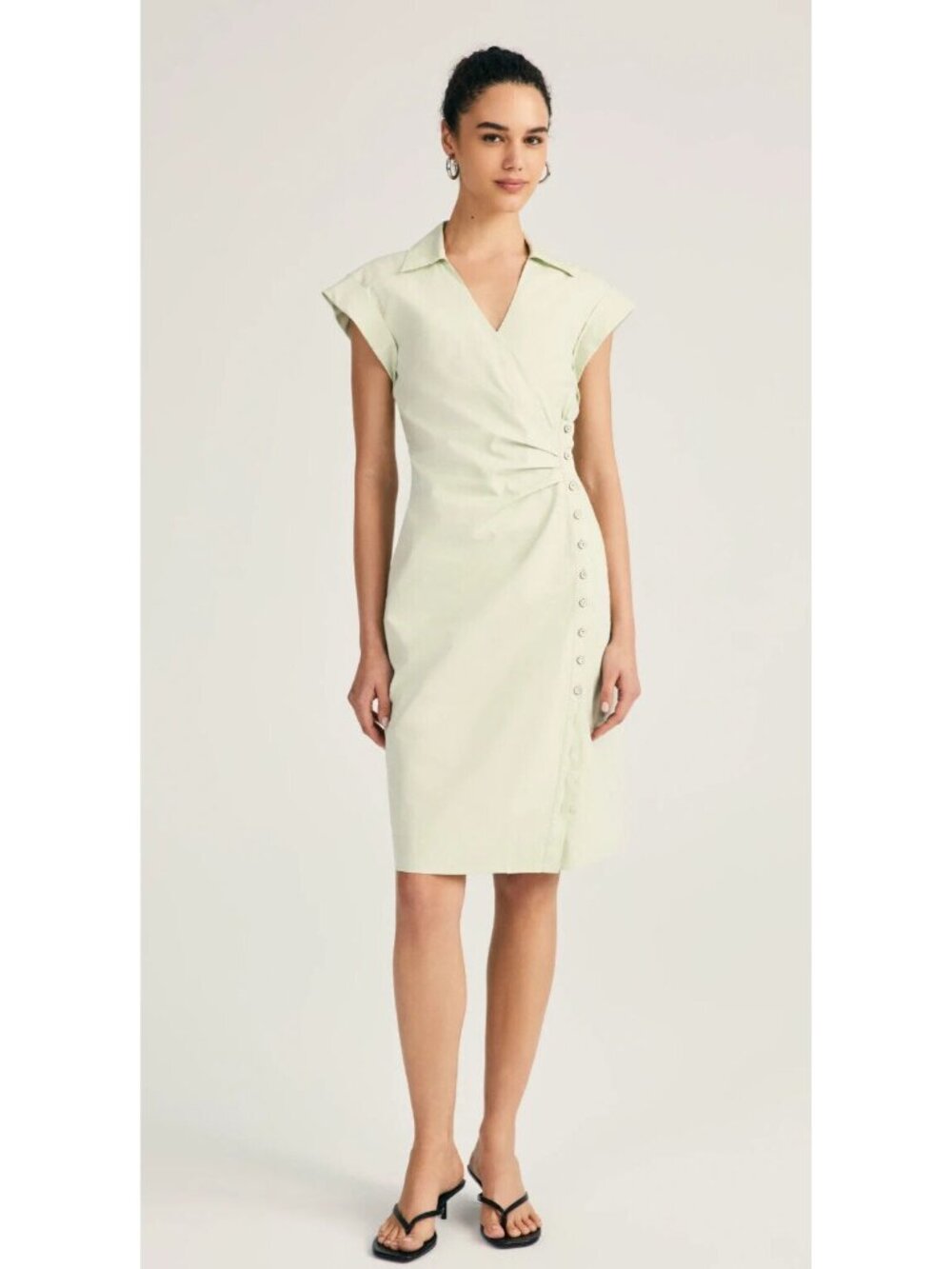 Derek Lam 10 Crosby Size 0 Green Jadeite Green Wrap Shirt Dress NEW